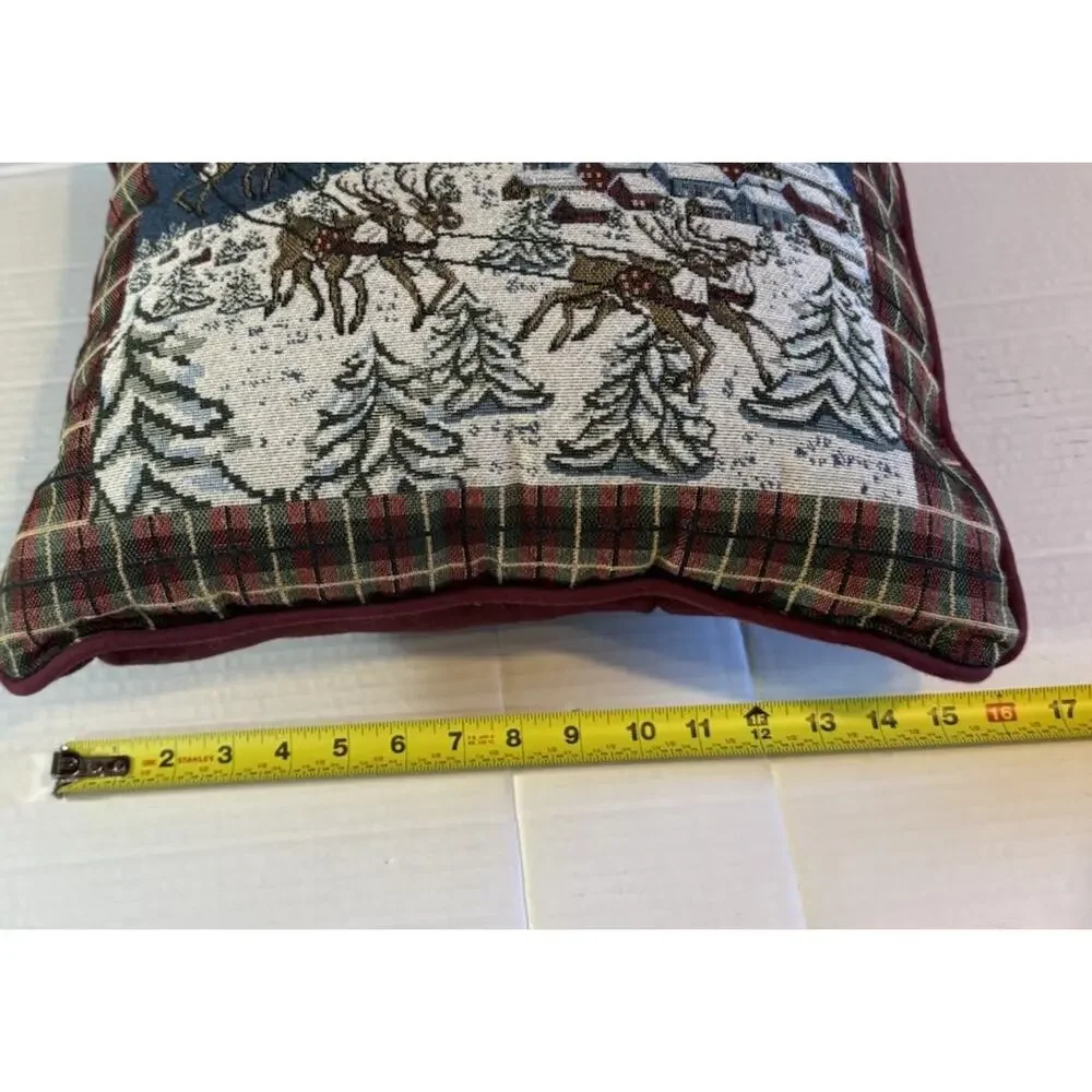 Santa Sleigh Christmas Pillow Decorative Holiday Tapestry Throw
